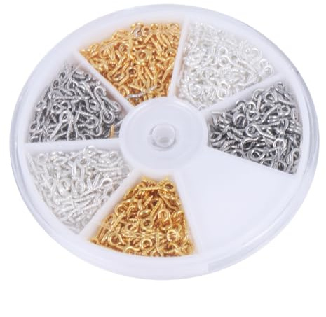 Gatuida Juego De Tornillos De Ojo De Oveja Mixtos, Aproximadamente 900 Piezas Caja, Gancho Autorroscante De Hierro Enchapado, Tamaños Variados, Adecuado Para Manualidades, Joyería y Bricolaje