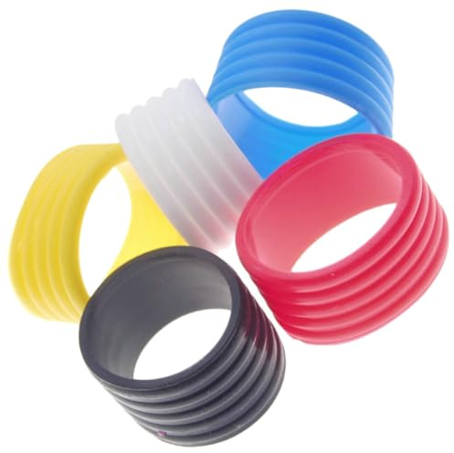 Homoyoyo Lot de 5 Anneaux de Raquette Absorbants Multicolores, Protection Élastique Compacte et Réutilisable pour Poignées de Tennis, Badminton et Squash, Accessoire Antidérapant Léger