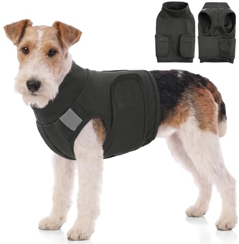 AOFITEE Chaleco de ansiedad para perros, chaqueta de trueno para perros, suave, transpirable, camisa calmante para fuegos artificiales, truenos, separación, chaleco calmante antiansiedad para mascotas