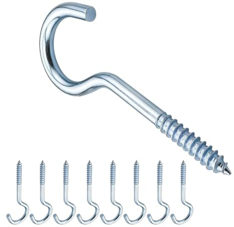 Qrity 20 st skruvkrokar, 25 mm rostfri väggmonteringsskruv, metalltakkrok för hängande växter, koppar, redskap, lampor