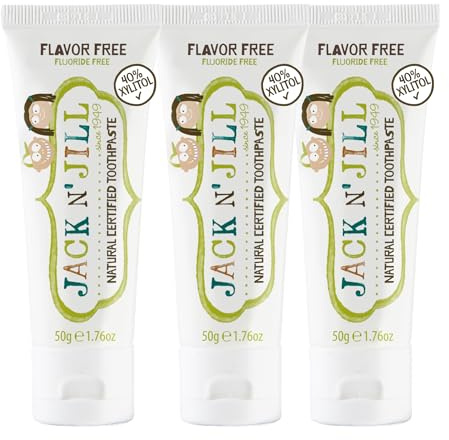 Jack N Jill Natural Toothpaste, Flavor Free, 1.76 oz (Pack of 3)