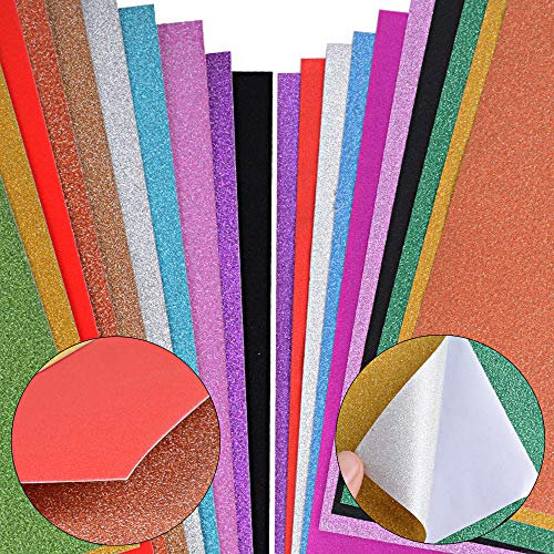 20 Blatt Glitzerpapier zum Basteln Glanzpapier 10 Bastelpapier Selbstklebend Dekopapier Weihnachten Basteln Glitzer Papier Glitter Klebefolie für DIY Handwerk Grußkarten Scrapbooking