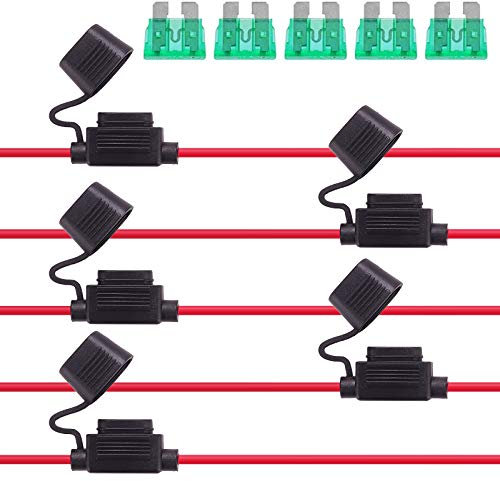 Rantecks ​​5 STÜCKE 12V Inline-Sicherungshalter 12AWG Kabelbaum Kfz-Sicherungshalter mit 30A Standard-Blattsicherung für Auto LKW Motorradboot