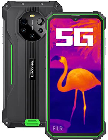 Blackview 5G Objectif Thermique Smartphone Incassable BL8800 Pro, 50MP Caméra Quadruple, Dimensity 700 8Go+128Go, 6.58'' FHD+, 8380mAh 33W Charge Rapide, IP68 Robuste Téléphone Débloqué GPS NFC Vert