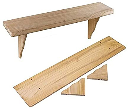 GBS Natural Wooden Shelf Storage Unit Wall Mounted Kitchen, Home, Office Pine Wood Shelves Rack Bedroom Living Room Bathroom, Work Shop, Shed, Garage Corner Shelf Fitting Kit W 60 x D 20 cm