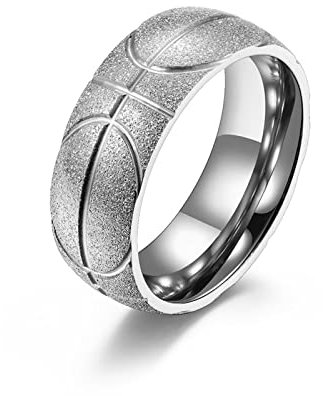 AmDxD Personlig gravyr män vänskapsringar, rostfritt stål vigselringar basket herrringar för män, silver, Rostfritt stål, Utan zirkonia