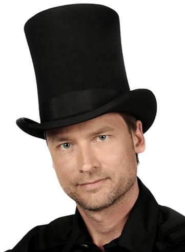 Maskworld Hochwertiger edler Zylinderhut aus Wollfilz - extra hoch (21 cm) - schwarz - Hutgröße: 57 - Kostüm-Verkleidung Karneval, Halloween & Motto-Party