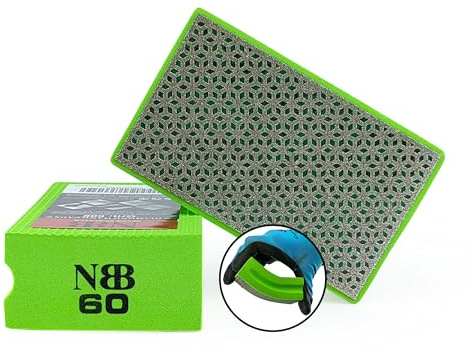 NBB Tampon à Main diamanté pour poncer ou polir éponge diamantée Bloc Diamant de ponçage Polissage avec Dos en éponge Flexible pour meuler Pierre Granit céramique Carreau Verre Bois métal (1, 60#)
