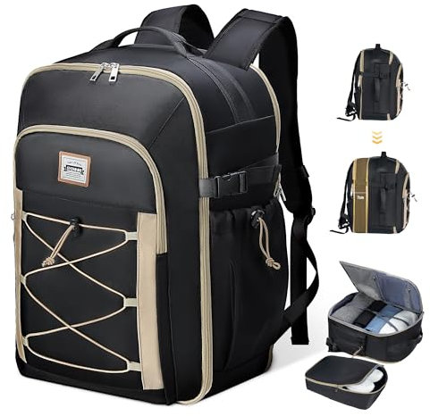 Sydioor 30L-40L Erweiterbar Handgepäck Rucksack, passend für 17,3 Laptops, Reiserucksack Flugzeug Handgepäck, für Business, Reisen und Tourismus, Schwarz