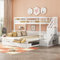 Litera, cuna 90 x 200 cm, cama nido, cama con somier (sin colchón), escalones almacenables, dos cajones, madera de pino, minimalista, color blanco