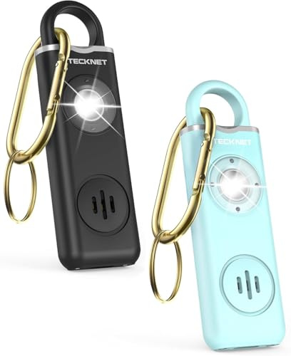 TECKNET Personal Safety Alarm for Women, 130dB Siren & Strobe Light, Rechargeable Personal Emergency Security Safe Protection Devices for Girl Kid Elderly Student