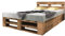 Lermowood Palettenbett M2 aus Holz 160 x 200 cm Eiche mit Kopfteil und 2 Bettkästen Holzbett 40cm Stabiles Seniorenbett Kinderbett Jugendbett Gästebett erhöhtes Bettgestell Futonbett Komforthöhe