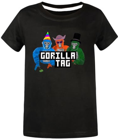 Gorilla-tagg för pojkar t-shirt barn 3D-grafiskt tryck kortärmad rund hals topp t-shirt röd svart storlekar 4-13 år