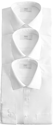 Marks & Spencer Chemises Faciles à Repasser Homme Lot de 3, Coupe Slim