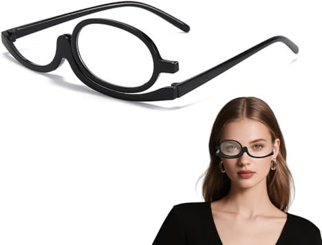 CYMYGS Makeup Reading Glasses for Women, +3.5 Magnifying Make Up Glasses Rotatable Flip Up Single Lens, Magnifying Lightweight & Hands-Free for Precision Makeup, Skincare & Reading