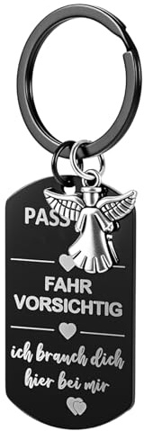 Fahr Vorsichtig Schlüsselanhänger Auto Glücksbringer Schutzengel Führerschein Bestanden Geschenk Partner Geschenke Männer Geburtstag Mann Männergeschenke für Frauen Ihn Freund Boyfriend Ehemann