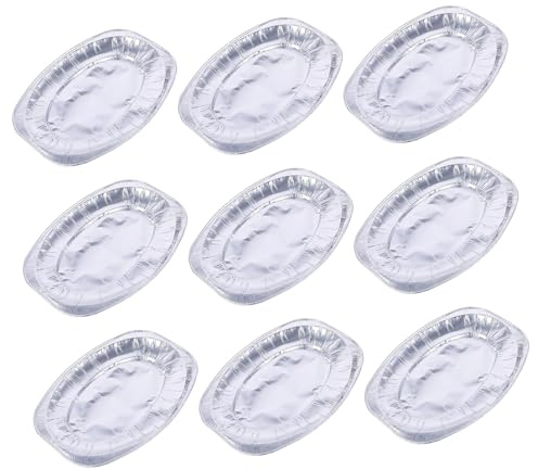 LIFKOME 10 Piezas Bandejas de Aluminio Desechables Resistentes al Calor para Hornear y Barbacoa Platos de Cocina Ovalados de Aluminio Aptas para Horno Refrigerador y Congelador