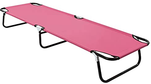 QJBSAVVA Lettino pieghevole in acciaio rosa, 190 x 58 x 28 cm, per adulti e bambini fino a 120 kg, lettino da sole con 3 gambe, per giardino, parco, spiaggia e campeggio