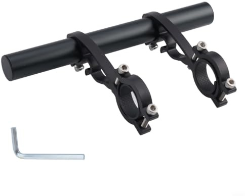 Cykelstyre förlängare 20-30 cm aluminiumfäste (svart) | Förlänger styret 20–30 cm, passar lampor GPS-kameror, byggnad av aluminiumlegering, enkel fastspänning installation