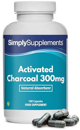 Cárbon activado 300mg - ¡Bote para 3 meses! - Apto para veganos - 180 Cápsulas - simplySupplements