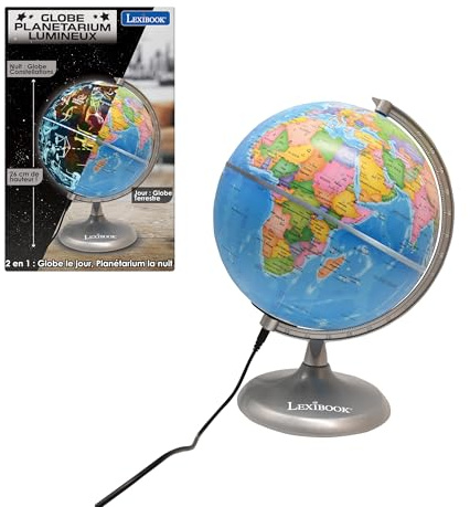 Lexibook Globo Día y Noche Luminoso Stem, 2-en-1 Globo del día Mapa de contelaciones por la Noche, Azul/Negro, NLJ185FR