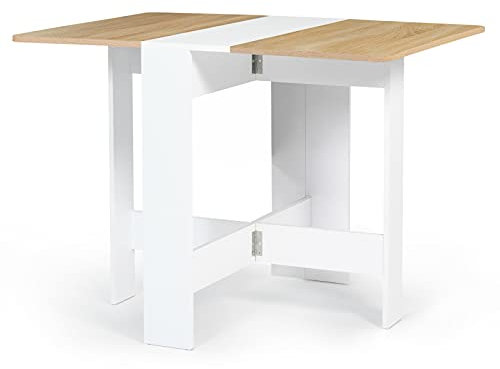 IDMarket EDI - Mesa plegable para 2-4 personas, de madera, color blanco, tablero de haya, 103 x 76 cm