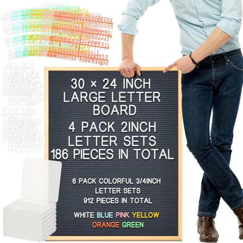 BBTO Letrero grande de fieltro de 24 x 30 pulgadas, tablero de letras intercambiable con cajas, menú de fieltro grande para anuncios de restaurantes, menús de restaurante