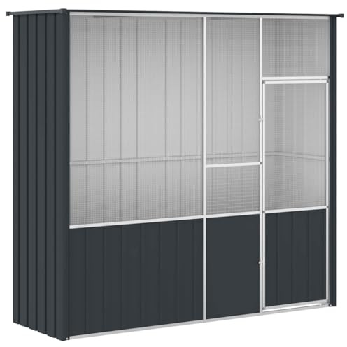 vidaXL Cage à Oiseaux Anthracite 215x78x200 cm Acier galvanisé, nichoir, volière à Oiseaux, Cage à perroquets, volière, Cage à perruches