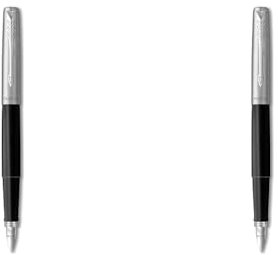 PARKER Jotter Originals Fountain Pen | Classic Black Finish | Medium Nib | Blue & Black Ink (Pack of 2)