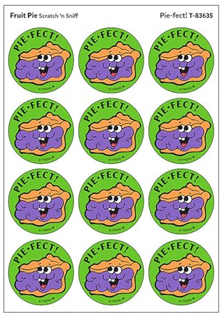 Pie-FECT!/Fruit Pie Scent Retro Scratch 'n Sniff Stinky Stickers by TREND; 24 Seals/Pack - Authentic 1980s Designs!