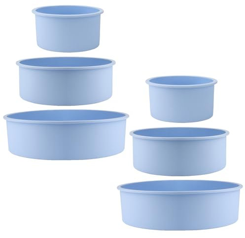 MAHIONG 6 Pcs Silicone Cake Tin Set, 4 Inch 6 Inch 8 Inch Non-Stick Cake Baking Pans, Quick Release Round Silicone Cake Mould for Cheesecakes, Brownies, Muffins
