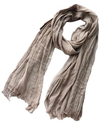 REHJJDFD Men Scarf Striped Cotton Linen Men's Scarves Warm Pashmina Neckerchief Short Tassel Shawls Khaki