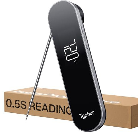 Typhur InstaProbe Digitales Fleischthermometer – 0,5s Sofortanzeige Grillthermometer, ±0.3℃ Genau Thermometer Kochen, IP67 Wasserdicht Thermometer, NSF Magnetische Küchenthermometer Braten BBQ Grill