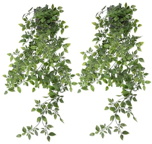 Zequech 2 macetas de Plantas Colgantes de Mandala de imitación, terrazas Interiores y Exteriores, estantes de Escritorio de Oficina, Decoraciones de Boda al Aire Libre, Paisaje Artificial, 85 cm