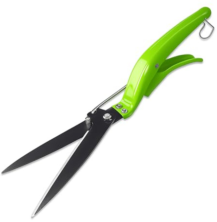 12” ONE Handed Grass Shear – Heat Treated Steel Blade with Non-Stick Coating – Ergonomic Lightweight Design with Safety Lock – Ideal for Edging Grass, Flower Beds & Pavements