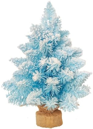 Julgranar Blå flockad snöjulgran for hemmet, kök, skrivbord, mini-bordsdekoration, tre storlekar tillgängliga, miljövänlig och återanvändbar julgran(45cm)