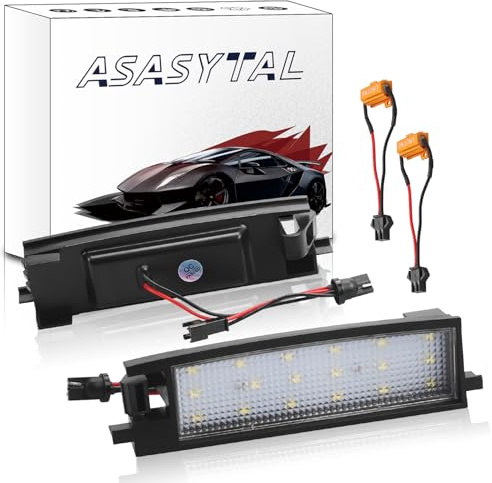 Asasytal registreringsskyltbelysning kompatibel med RAV4 XA30, Aygo AB40, Auris II, Yaris, Vitz, Corolla IM, Scion etc., felfri registreringsskyltbelysning bak, 6000 K ljust vitt ljus, 2 stycken