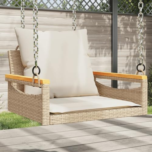 Generico Panchina a Dondolo con Cuscini Beige 63x62x40 cm in Polyrattan,Mobili,Mobili da Giardino,Mobili e sedie da Giardino,Panchine da giardino-368166