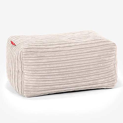 Lounge Pug - CORD - Bean Bag Footstool - Small - Ivory - (Size 20cm H x 35cm D x 45cm Wide)
