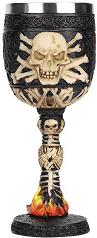 Gobelet à Vin Cool Halloween Mug 3d Tasse de Crâne Gobelet à Cafe Thé en Acier Inoxydable Coupe d'Eau Boire Bière Motif Griffe Calice Squelette pour Cadeau Noël Anniversaire Fête (Gobelet de Crâne-D)
