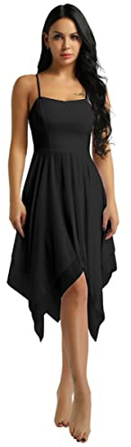 IEFIEL Asymétrique Robe de Soirée Cocktail Femme Bretelles Robe de Ballet Danse Latine Jazz Classique Spectacle Taille Haute