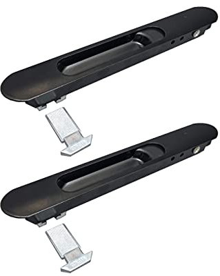 Ventanastock - Cierres embutidos de repuesto para ventana se aluminio corredera sistema sin tornillos + gancho Lacado Negro (2 unidades)