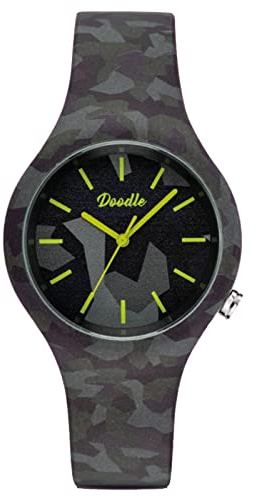 Doodle Watch Quarz Armbanduhr Tattoouhr Camouflage Schwarz mit Silikonband 39 MM DO39018