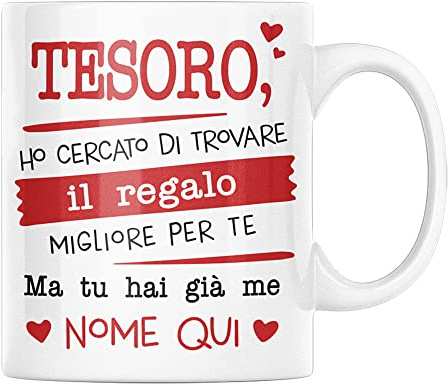 Vulfire Tazza in ceramica Tesoro tu hai già me regalo con Dedica Moglie e marito frase speciale perfetta mogli e mariti. Regalo per matrimonio Coppia (Bianco, Ceramica)