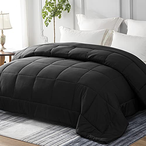 Yebeda Edredón para Las 4 Estaciones, 220 x 240 cm, Edredón Cama 135/150, Transpirable y Supersuave para Todo el año, Negro