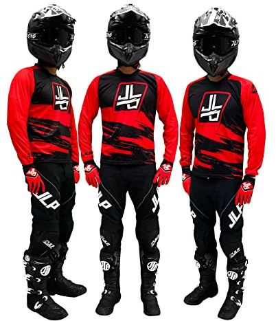 JLP RACING Tenue Enfant Pantalon Maillot Gants Moto Cross Quad Enduro VTT BMX MTB Enfant Snatch Rouge XXL