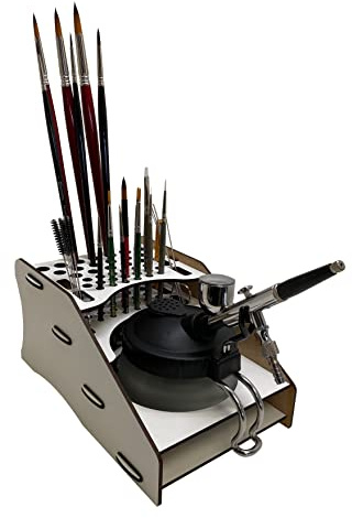 Silu- Organizador para Pinceles, Bote Limpiador de Aerografo y Herramientas Modelismo, Organizador Mesa de trabajo, para Pinceles Miniatura, Maquetas, W40k