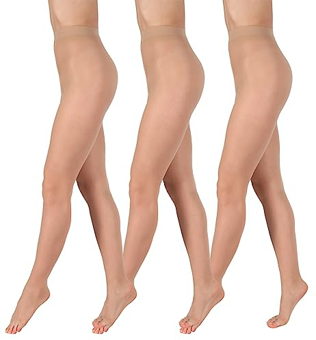 BANANALU 15 Den zehenfreie weiche Strumpfhose Toeless transparent Open Toe Toeless 15 Naturale 3er Set L