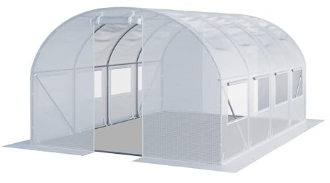 TOOLPORT Foliengewächshaus Gewächshaus 3x4m stabil & langlebig mit Fenster - reißfeste PE Plane 180g/m² weiß transparent
