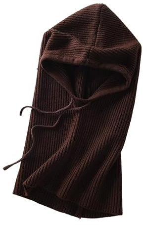 BEALIFE Unisex Strick Kapuzenschal. Bleiben Sie stilvoll mit geschlechtsneutralem Accessoire. Weiblicher Strick Kapuzenschal Wintermütze, Kaffee